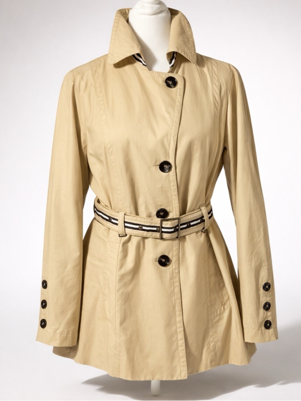 Jones New York Khaki Trench Coat with Belt - Picture 2 of 8